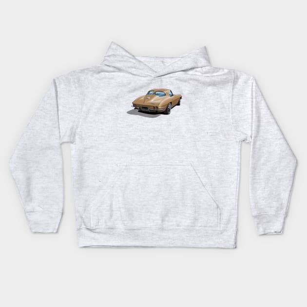 1963 Corvette in gold Kids Hoodie by candcretro